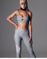 Active Two Piece Grey Slit Mesh Leggings & Top 2